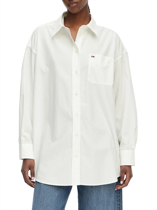 TOMMY JEANS 1USCITA Camicia Tommy Jeans Logo Frontale Ecru