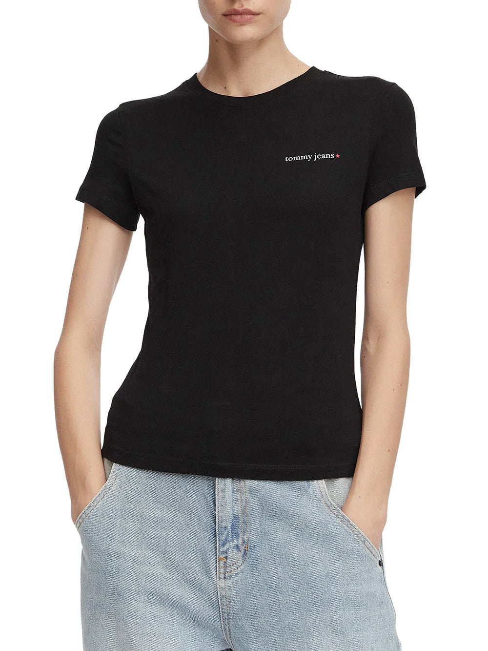TOMMY JEANS 1USCITA T-Shirt Tommy Jeans Logo Frontale Nero