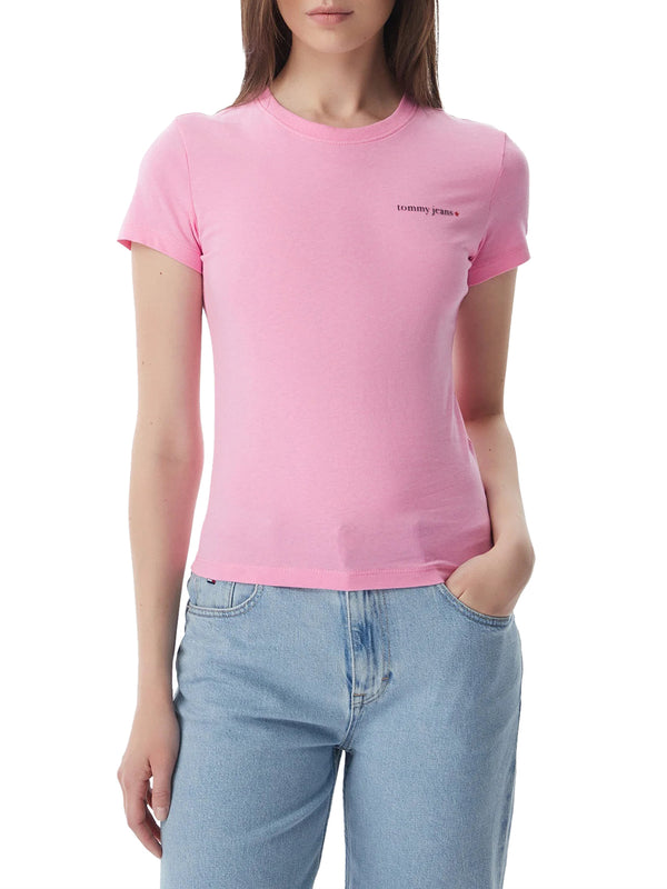 TOMMY JEANS 1USCITA T-Shirt Tommy Jeans Logo Frontale Rosa