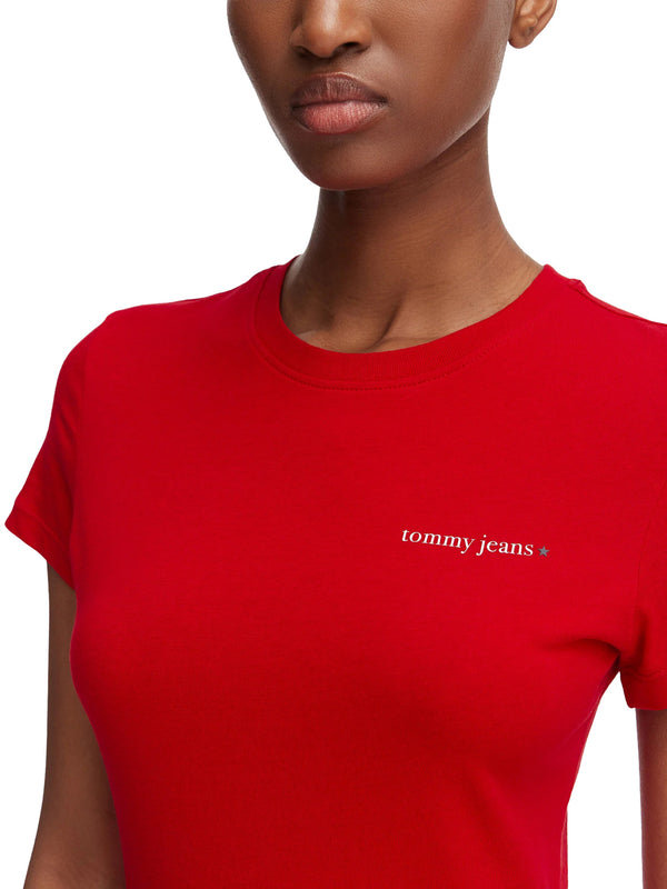 TOMMY JEANS 1USCITA T-Shirt Tommy Jeans Logo Frontale Rosso