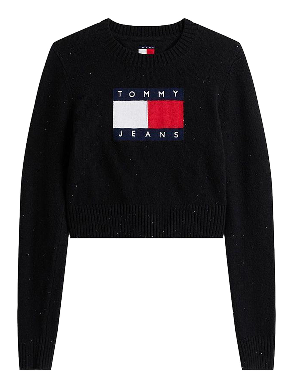 Tommy Jeans Pullover Tommy Hilfiger slim fit con paillettes e bandiera Nero