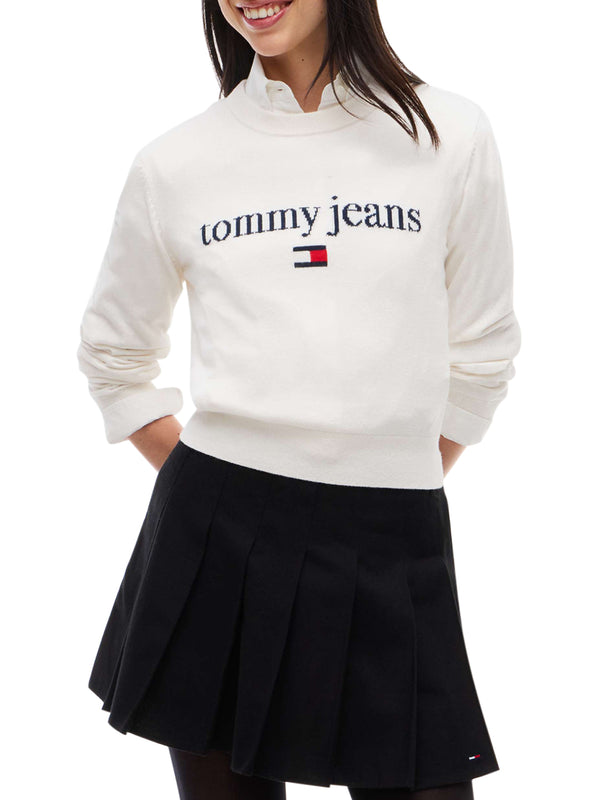 TOMMY JEANS 2USCITA Maglione Tommy Jeans Logo Frontale - Bianco