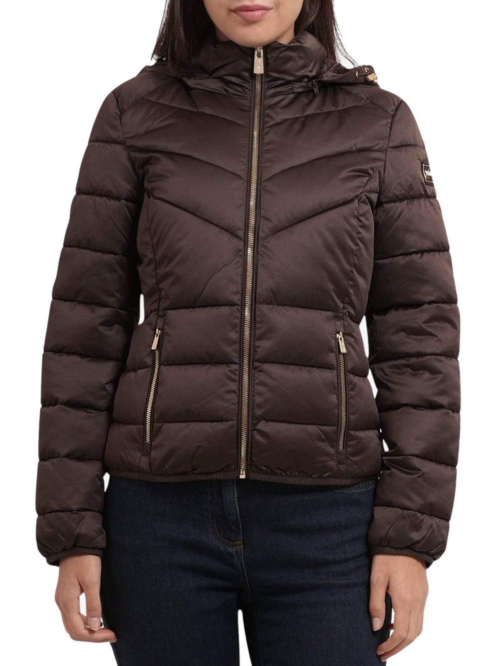 YES ZEE Giubbino Donna Trapuntato Con Cappuccio Staccabile Yes Zee - Moro