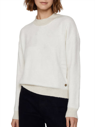 YES ZEE Maglia Donna Lupetto Con Lurex Nelle Costine Avorio