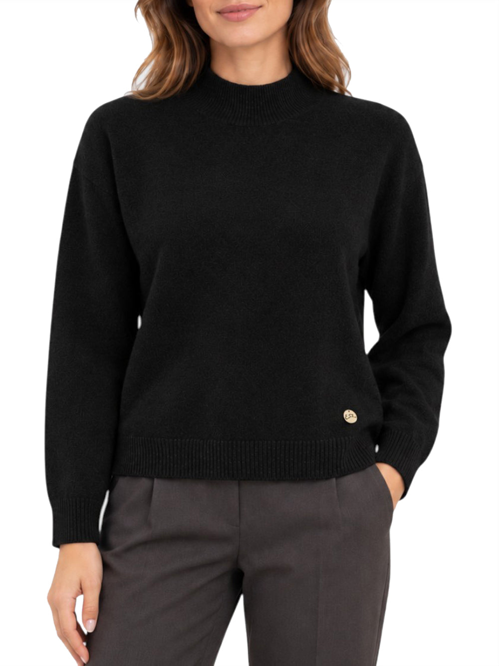 Yes Zee Maglia Donna Lupetto Con Lurex Nelle Costine Nero