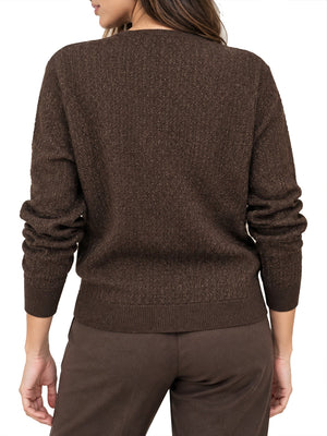 Yes Zee Maglia Donna Scollo V Traforata Con Lurex Yes Zee - Moro