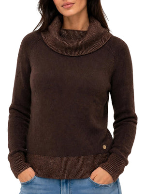 YES ZEE Maglia Donna Collo Ad Anello Con Lurex Marrone Yes Zee - Marrone