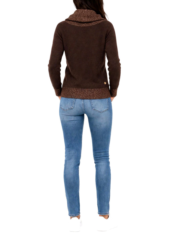 YES ZEE Maglia Donna Collo Ad Anello Con Lurex Marrone Yes Zee - Marrone