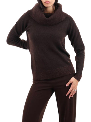 Yes Zee Maglia Donna Collo Ad Anello Con Lurex Marrone Yes Zee - Marrone