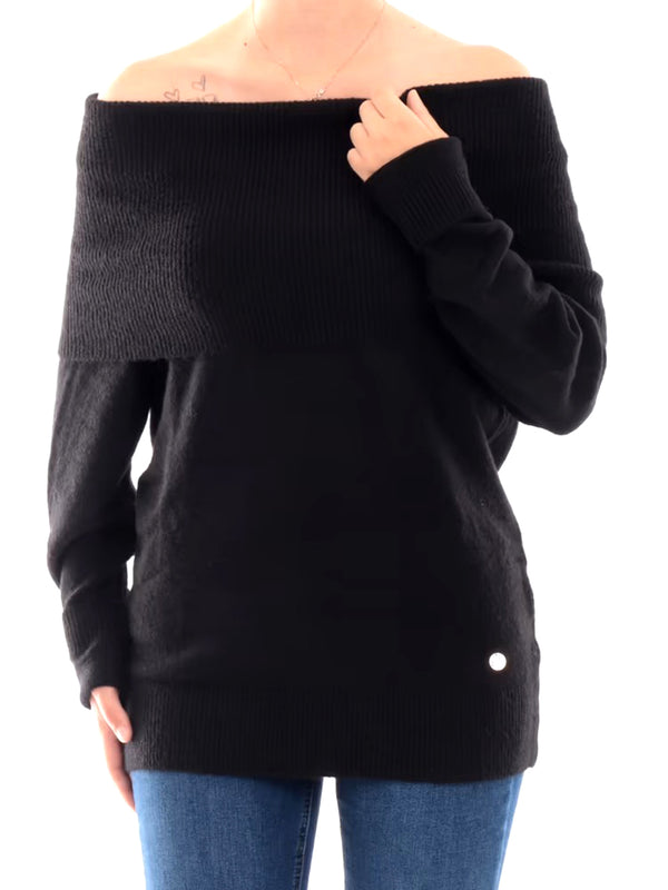 Yes Zee Maglia Donna Collo Ad Anello Con Lurex Marrone Yes Zee - Nero