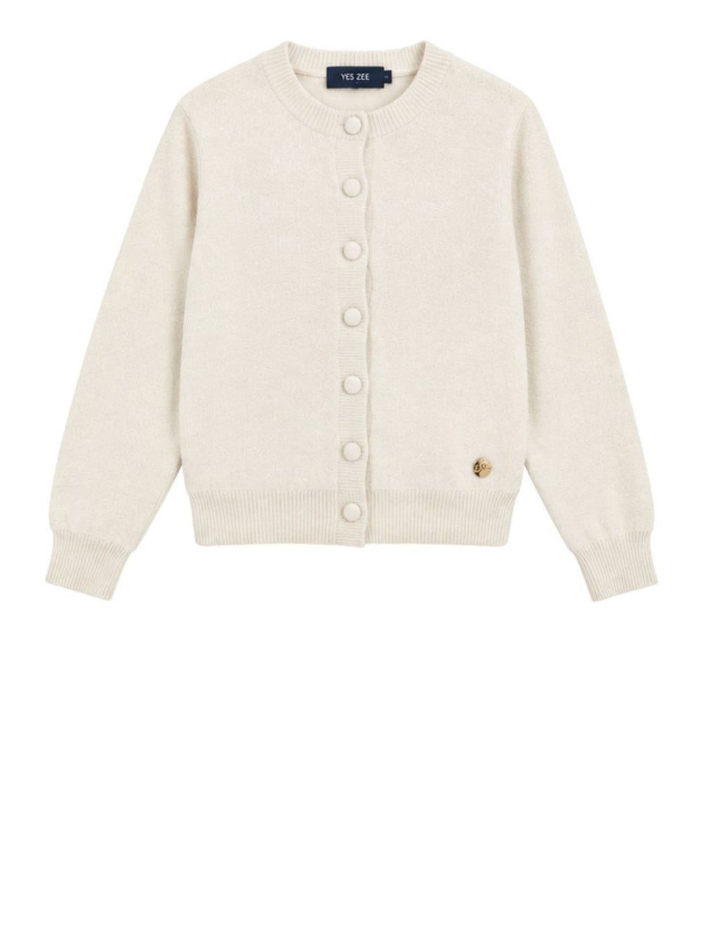 YES ZEE Yes Zee Maglia Donna Cardigan Girocollo Con Lurex Avorio