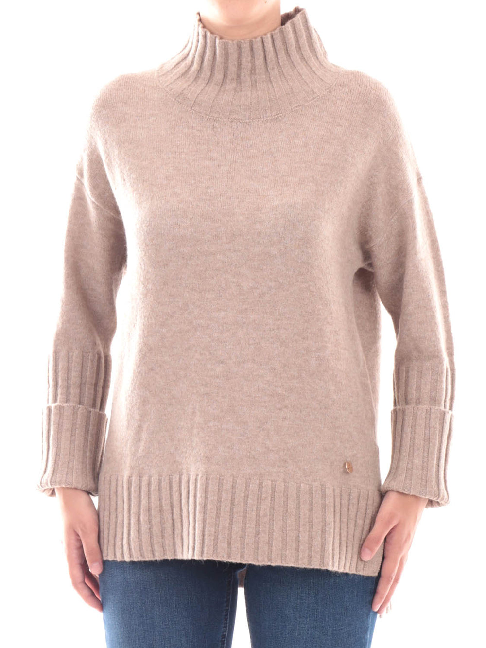 YES ZEE Maglia Donna Over, Collo Alto Yes Zee - Beige