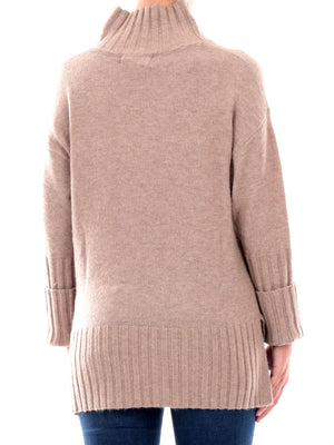 YES ZEE Maglia Donna Over, Collo Alto Yes Zee - Beige