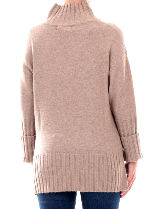 YES ZEE Maglia Donna Over, Collo Alto Yes Zee - Beige