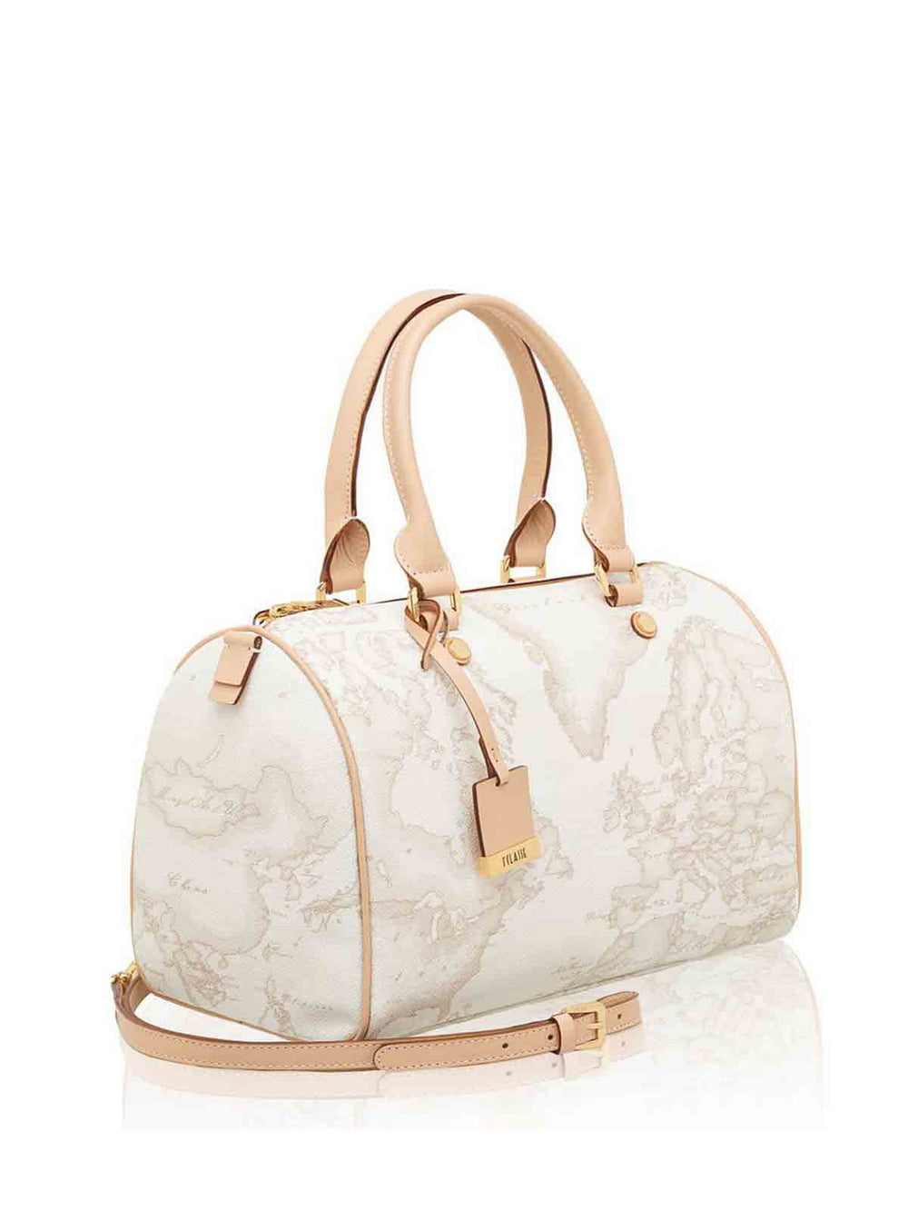Alviero Martini Borsa A Bauletto Medio Stampa Geo Bianco
