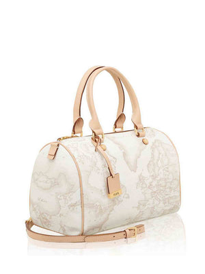 Alviero Martini Borsa A Bauletto Medio Stampa Geo Bianco