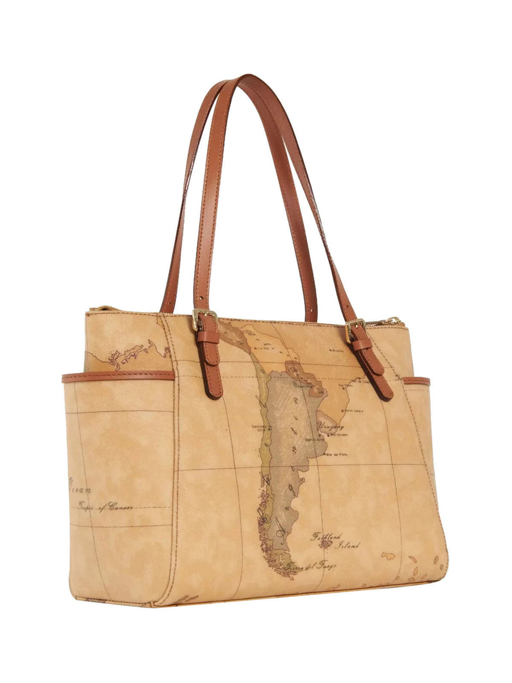 Alviero Martini Borsa Shopping Bag Con Fibbie Geo Classico Naturale