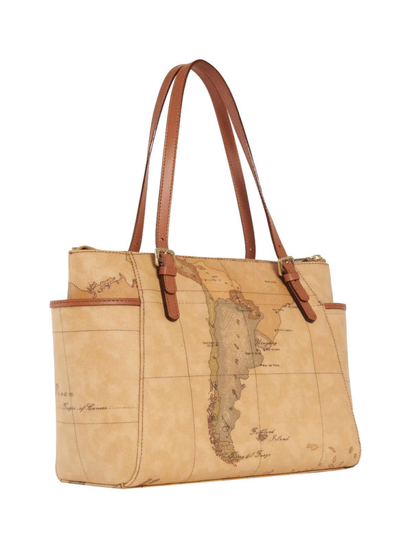 Alviero Martini Borsa Shopping Bag Con Fibbie Geo Classico Naturale