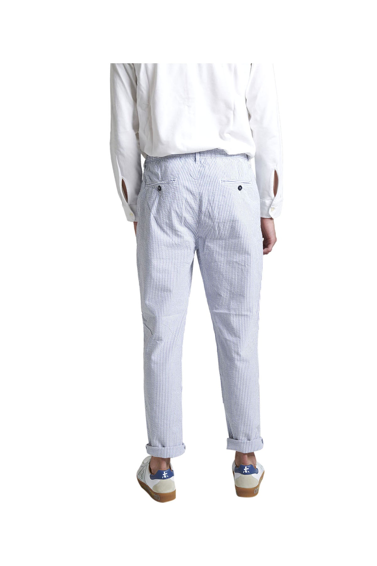 Pantalone Rigato Con Coulisse Bianco