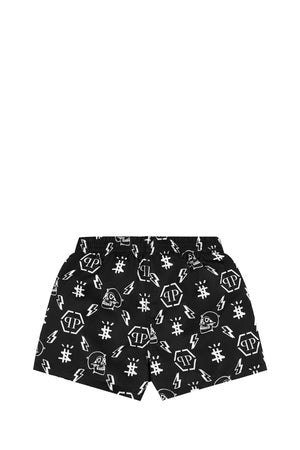 PHILIPP PLEIN Short Beachwear Monogram Nero/Bianco