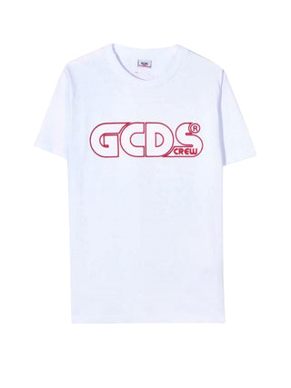 GCDS T-Shirt Logo Frontale Bianco