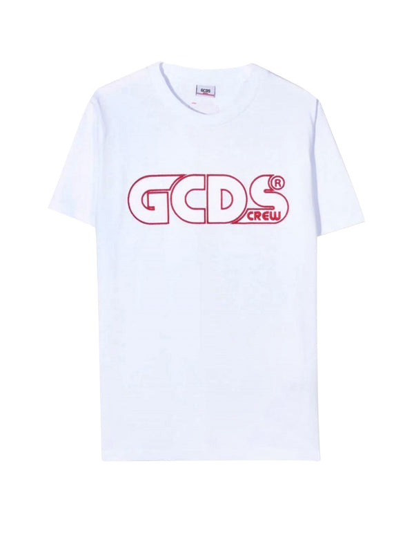 GCDS T-Shirt Logo Frontale Bianco