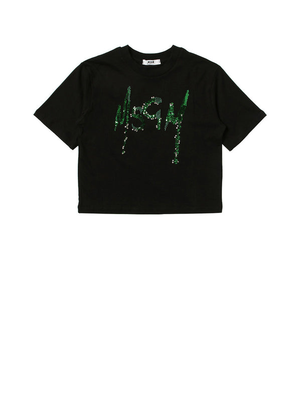 MSGM T-Shirt Corta Logo Nero
