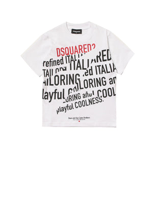 DSQUARED T-Shirt Stampa Frontale Bianco