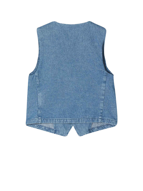 FAY Gilet Logo Frontale Denim