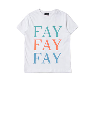 FAY T-Shirt Logo Frontale Bianco