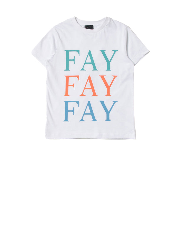 FAY T-Shirt Logo Frontale Bianco