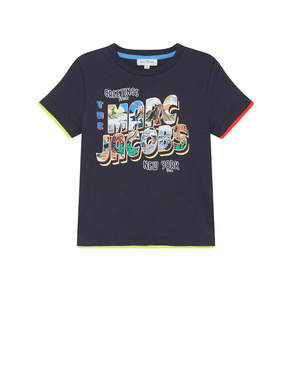 MARC JACOBS T- Shirt Girocollo Con Stampa Frontale Blu