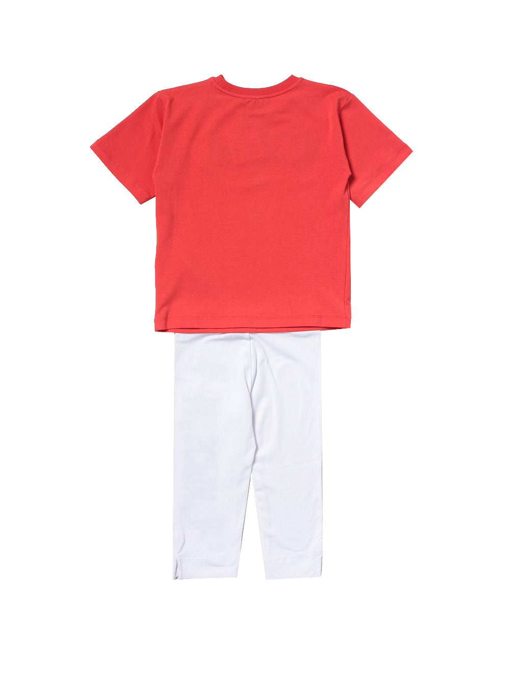 Completo T-Shirt E Leggings Con Logo Rosso/Bianco
