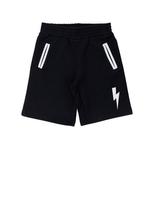 NEIL BARRETT Shorts Con Stampa Thunderbolt Nero