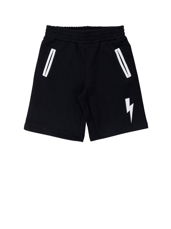 NEIL BARRETT Shorts Con Stampa Thunderbolt Nero
