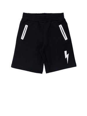 NEIL BARRETT Shorts Con Stampa Thunderbolt Nero