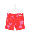 Shorts Con Stampa Stelle Rosso/Rosa