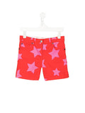 Shorts Con Stampa Stelle Rosso/Rosa
