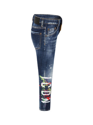 DSQUARED ICON Jeans cinque tasche Bambino in cotone con chiusura bottone
