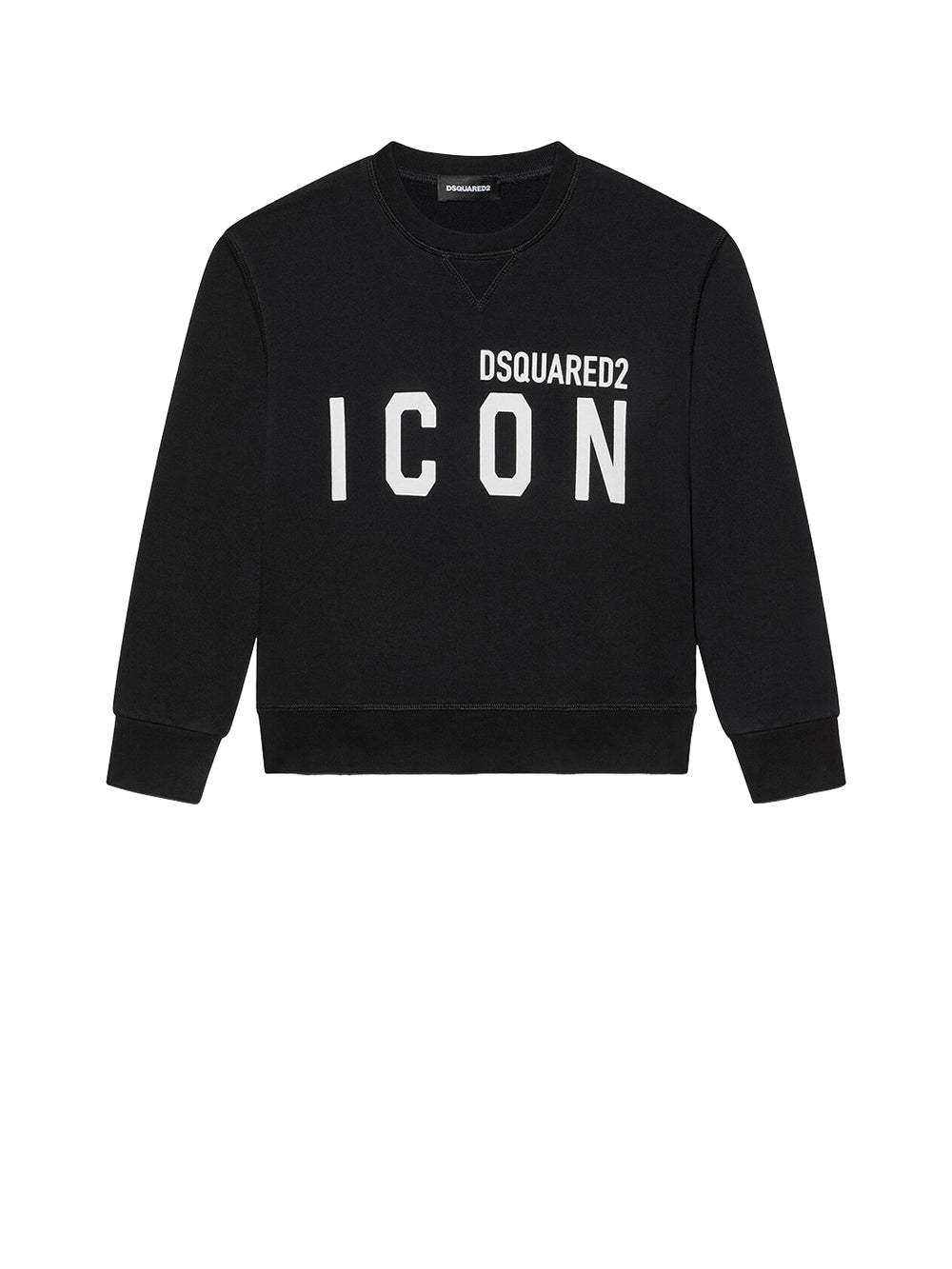 DSQUARED Felpa nera Bambino con collo a costine