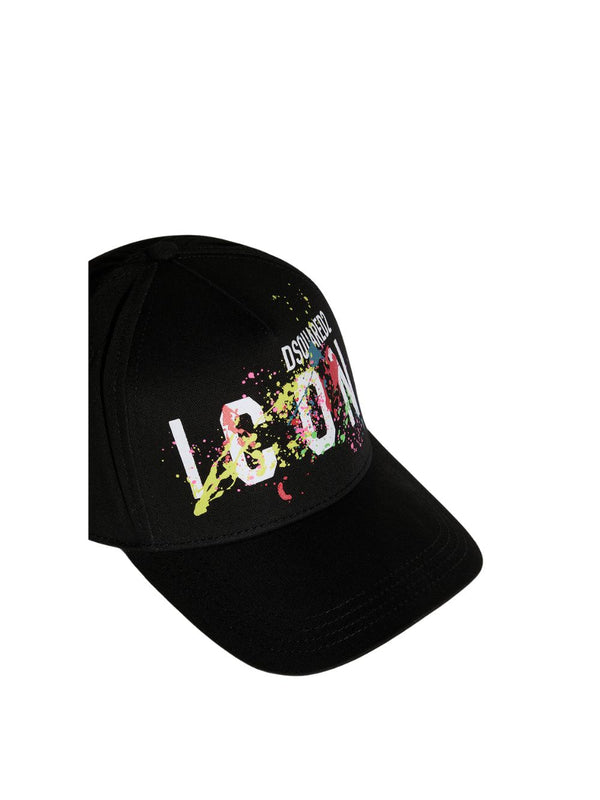 DSQUARED ICON Cappello da baseball Bambino in cotone con vernice multicolore