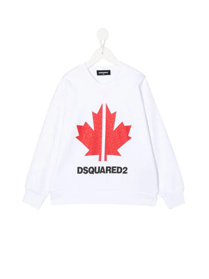 DSQUARED Felpa Stampa Frontale Bianco