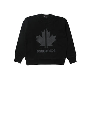 DSQUARED Felpa Stampa Frontale Nero