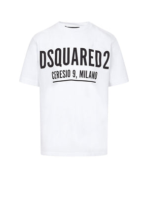 DSQUARED T-Shirt Logo Frontale Bianco