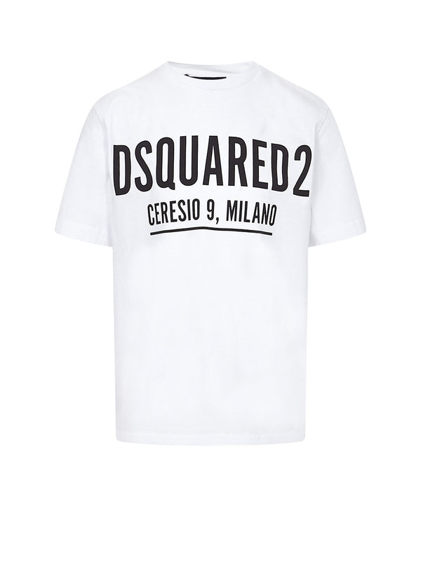 DSQUARED T-Shirt Logo Frontale Bianco