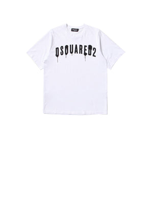 DSQUARED T-shirt Bambino con logo stampato in contrasto