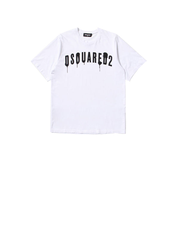 DSQUARED T-shirt Bambino con logo stampato in contrasto