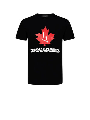 DSQUARED T-shirt Bambino con stampa foglia sul davanti