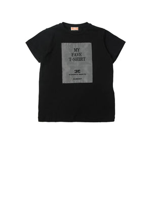 ELISABETTA FRANCHI T-Shirt Con Stampa Ricamata Nero