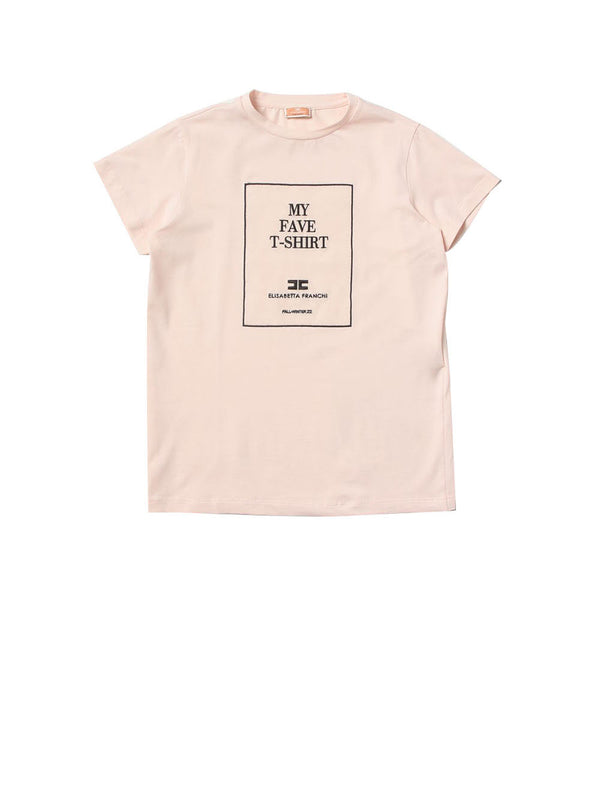 ELISABETTA FRANCHI T-shirt Girocollo Con Logo Avorio